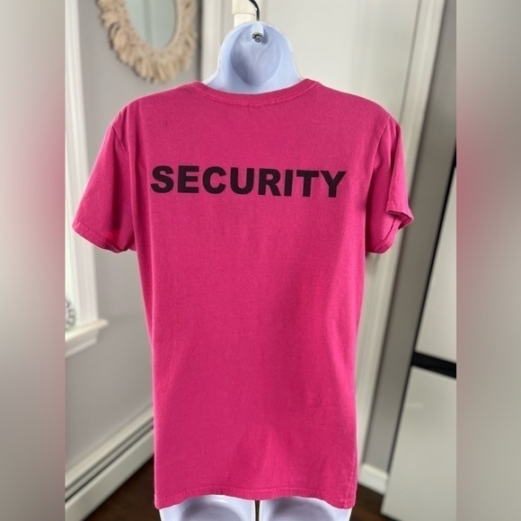 VINTAGE Jerry Springer Talkshow Pink V Neck SECURITY Short sleeve T-shirt Size M - Picture 6 of 17